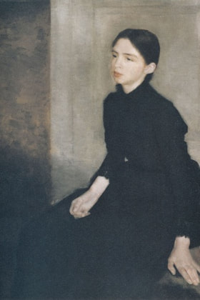 Portrait of a young girl by Vilhelm Hammershøi, 1885