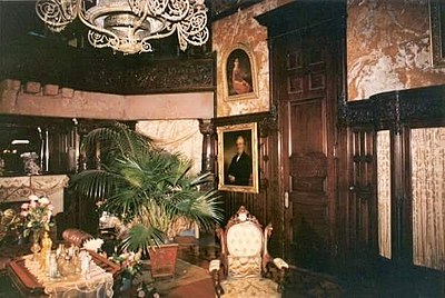A room in the Paine Mansion--which is now a fraternity house belonging to the Alpha Tau chapter of Pi Kappa Phi at Rensselaer Polytechnic Institute--staged as the dining room for the film The Age of Innocence(1993)
