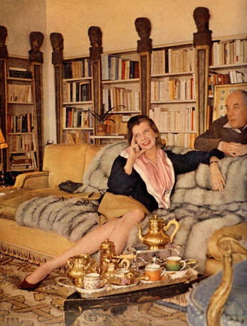 Pauline with her husband Baron Philippe de Rothschild at home in Chateau de Mouton, 1963