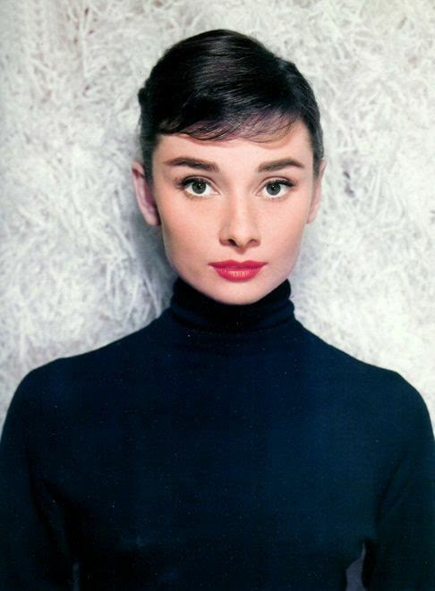 Audrey Hepburn in black turtleneck sweater