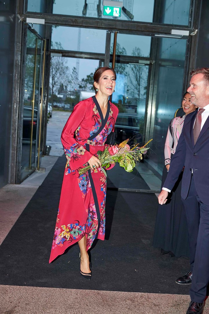 Celebrating Crown Princess Mary of Denmark's 50th birthday in 50 elegant day dresses and evening gowns: Princess Mary in red wrap dress
