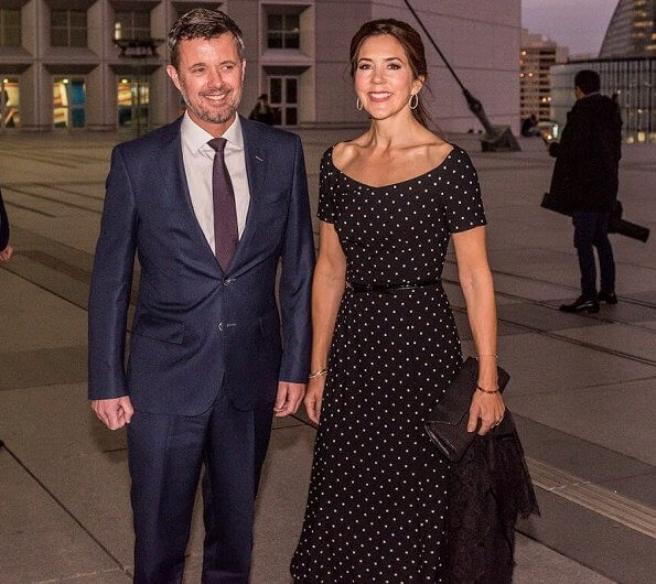 Celebrating Crown Princess Mary of Denmark's 50th birthday in 50 elegant day dresses and evening gowns: Princess Mary in black polka dot dress