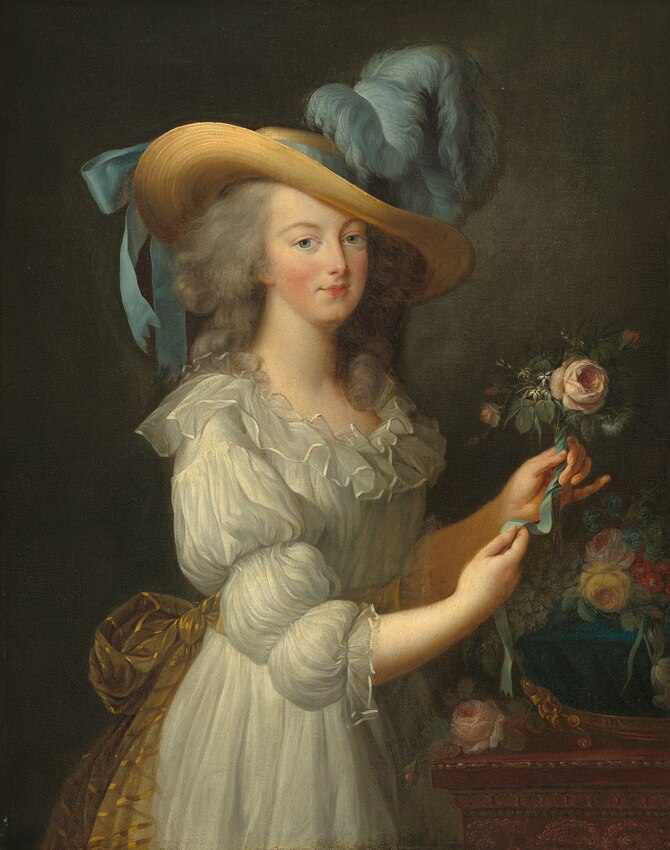 Marie-Antoinette in a Muslin Dress (1783) by ​Élisabeth Louise Vigée Le Brun (16 April 1755 – 30 March 1842)