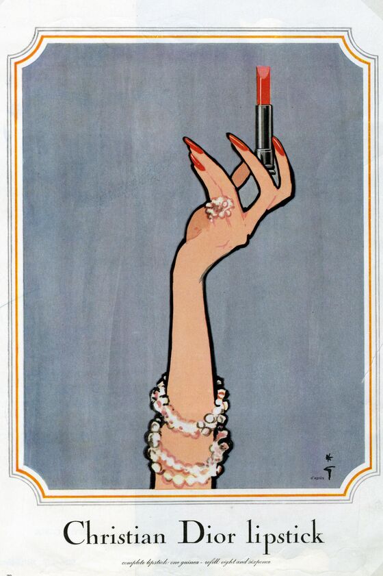 René Gruau's illustration of Christian Dior's lipstick