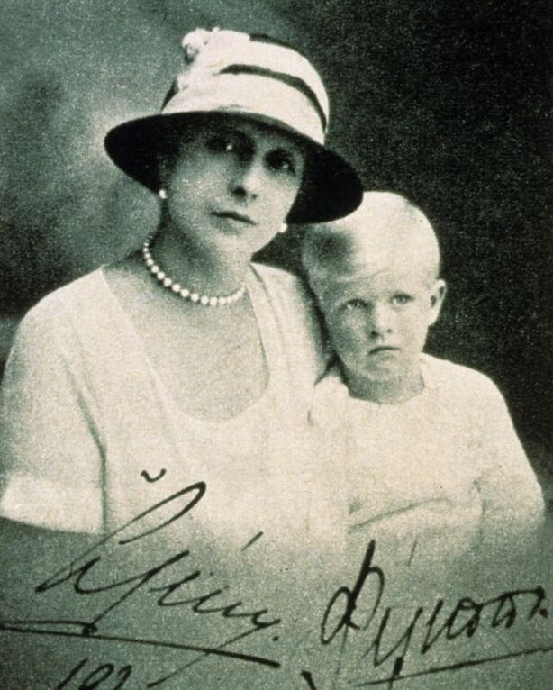 Prince Philip, Duke of Edinburgh with his mother Princess Alice of Battenberg