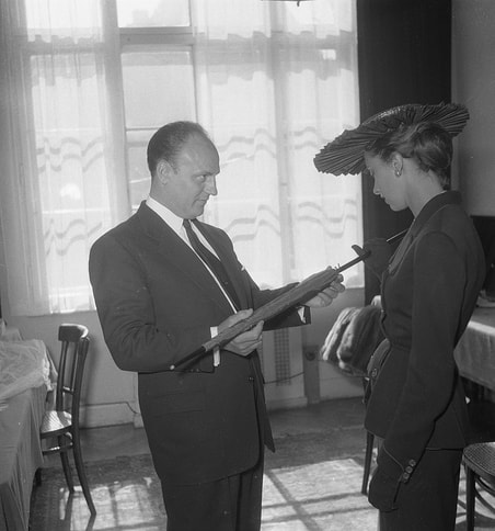 Pierre Balmain in Victoria Hotel, on 8 April 1951, photo by Noske, J.D. 