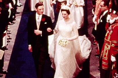 Princess Alexandra of Kent and the Hon. Angus Ogilvy on their wedding, 24 April 1963, Westminster Abbey, London