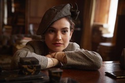 ​Lily James as Juliet Ashton in film The Guernsey Literary and Potato Peel Pie Society(film, 9 April 2018)
