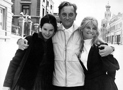 David Lean with Julie Christie and Geraldine Chaplin