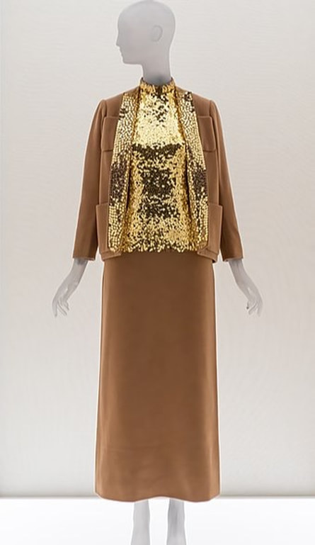An ensemble designed by Norell in 1972-73 on display at the Metropolitan Museum of Art for the In America: A Lexicon of Fashion exhibition
