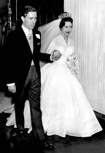 Princess Margaret on her wedding to Antony Armstrong-Jones,  6 May 1960,  wedding dress by Jean Dessès