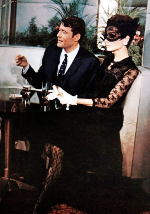 Elegant style icon wardrobe essentials: Audrey Hepburn in little black dress designed by Hubert de Givenchy, in film How to steal a million(1966)