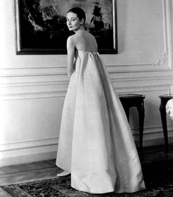Audrey Hepburn (4 May 1929 – 20 January 1993) in dress designed by Cristobal Balenciaga