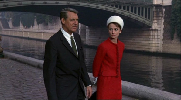 Audrey Hepburn movie costume Charade(1963) complete outfits as Reggie Lampert: the red skirt suit with white pillbox hat and white gloves