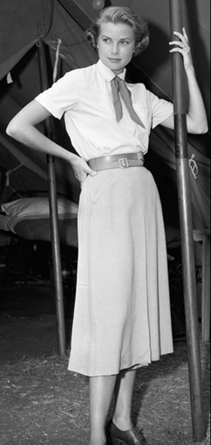 Elegant icon wardrobe essential: Grace Kelly in white shirt