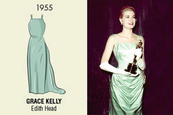 Grace Kelly ice blue French silk satin gown for Oscar Ceremony 1955 designed by Edith Head