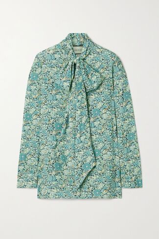 Gucci Pussy-bow floral-print crepe blouse made of viscose