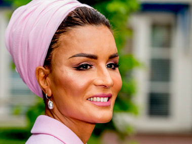 Elegant style icon wardrobe essentials: Sheikha Mozah bint Nasser Al-Missned in headscarves