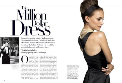 Natalie Portman wearing Givenchy black dress for cover of Harper's Bazaar 2006