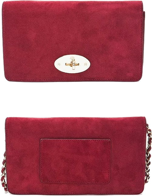 Kate Middleton Mulberry 'Bayswater' clutch in cranberry suede.