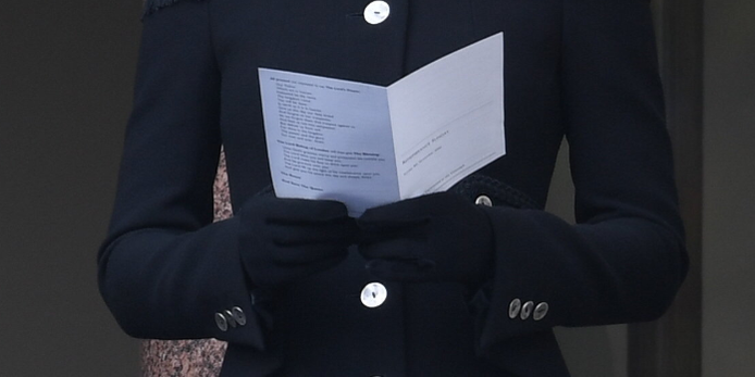 Kate Middleton Cornelia James gloves with Catherine Walker black military coat