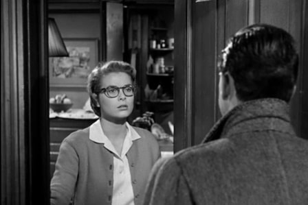 Elegant style icon wardrobe essentials: Grace Kelly in cardigan sweater: Grace Kelly wearing cardigan sweater in film The Country Girl(1954)