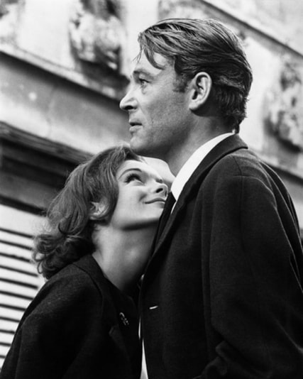 Peter O'Toole and Romy Schneider on the film set of 