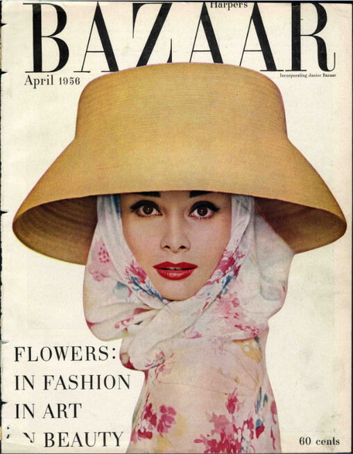 Harper's Bazaar cover featuring Audrey Hepburn, designed by Alexey Vyacheslavovich Brodovitch, April 1956