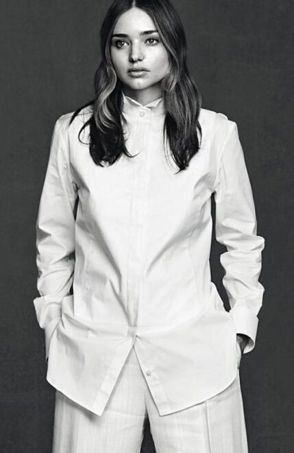 Elegant style icon wardrobe essentials: Miranda Kerr in white shirt