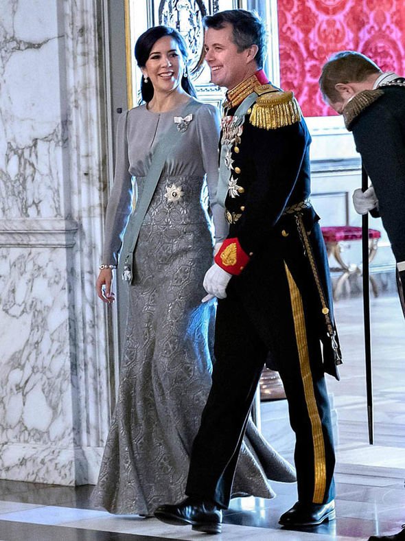 Celebrating Crown Princess Mary of Denmark's 50th birthday in 50 elegant day dresses and evening gowns: Princess Mary in pale blue evening gown