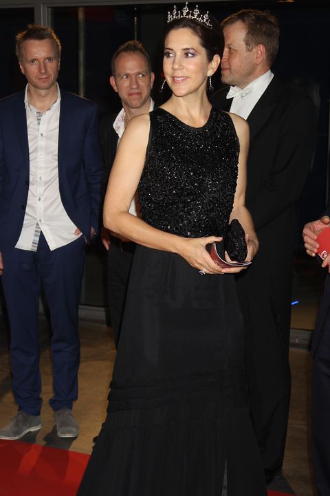 Celebrating Crown Princess Mary of Denmark's 50th birthday in 50 elegant day dresses and evening gowns: Princess Mary in black evening gown