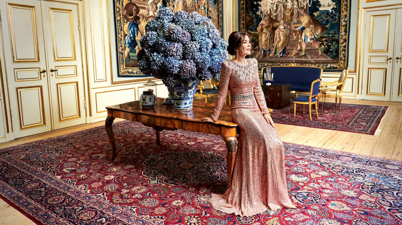 Celebrating Crown Princess Mary of Denmark's 50th birthday in 50 elegant day dresses and evening gowns: Princess Mary in blush pink evening gown