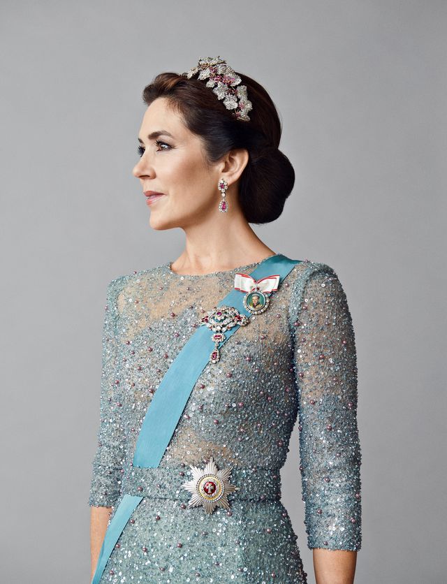 Celebrating Crown Princess Mary of Denmark's 50th birthday in 50 elegant day dresses and evening gowns: Princess Mary in blue evening gown