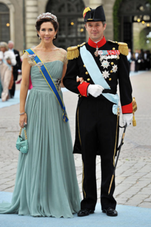 Celebrating Crown Princess Mary of Denmark's 50th birthday in 50 elegant day dresses and evening gowns: Princess Mary in sage green evening gown, 2010