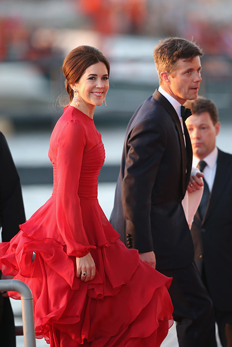 Celebrating Crown Princess Mary of Denmark's 50th birthday in 50 elegant day dresses and evening gowns: Princess Mary in red evening gown