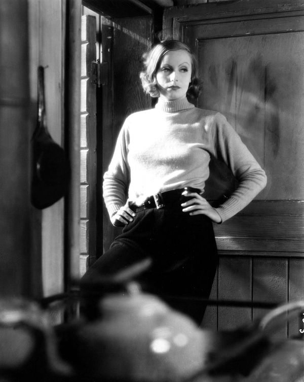 Greta Garbo in turtleneck sweater with pants