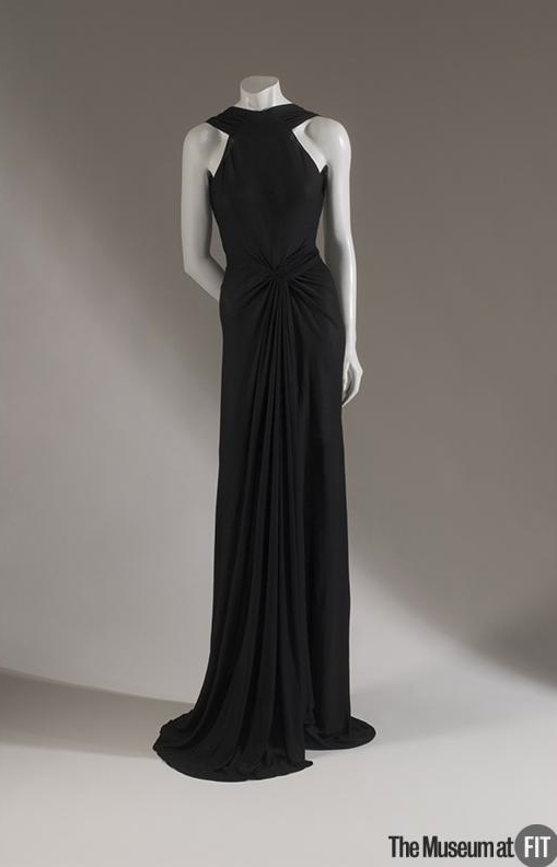 Madame Gres black gown with white trim 1937