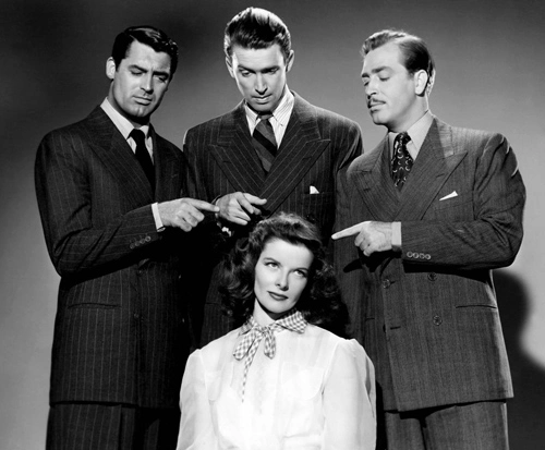 Film The Philadelphia Story(1940) starring Katharine Hepburn, Cary Grant, James Stewart and Ruth Hussey.
