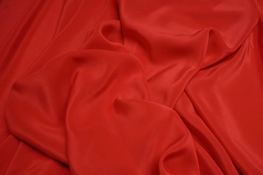 Elegant fabric silk crepe de chine red