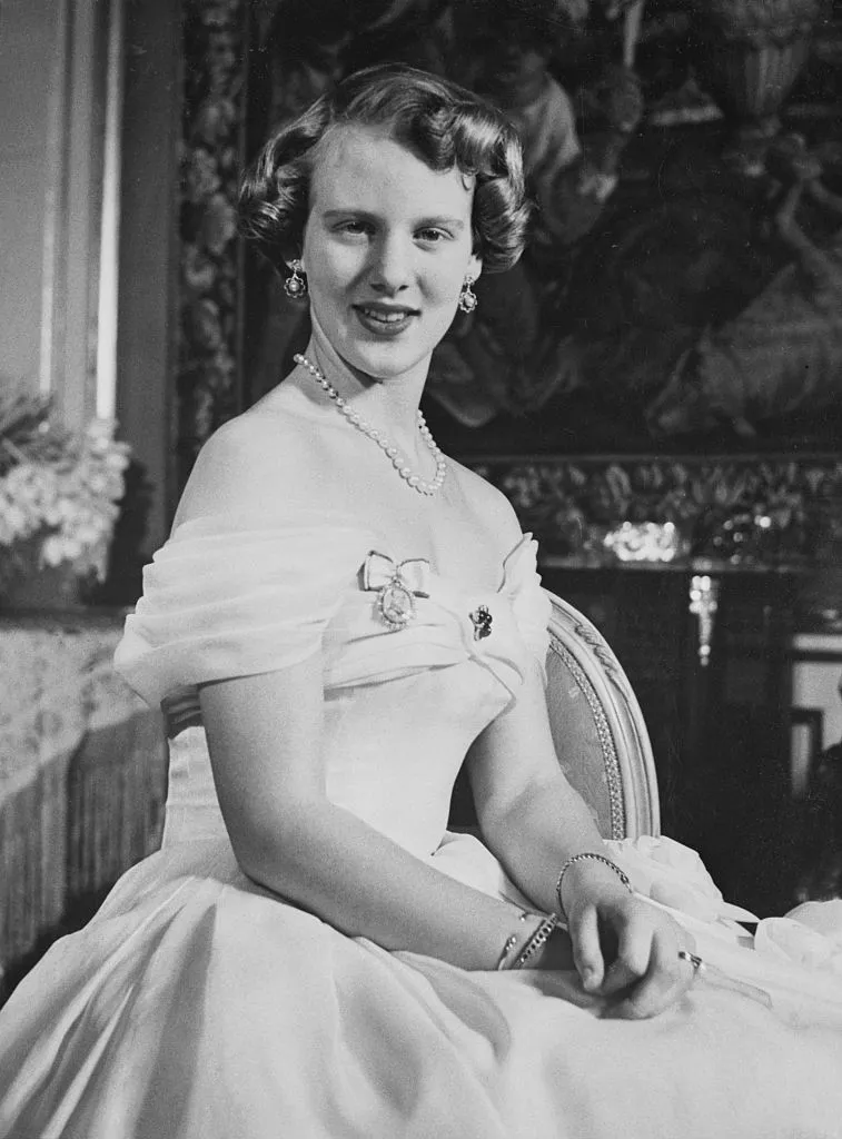 Princess Margrethe of Denmark’s official photograph for her 18th birthday, 26 March 1958. Getty Images