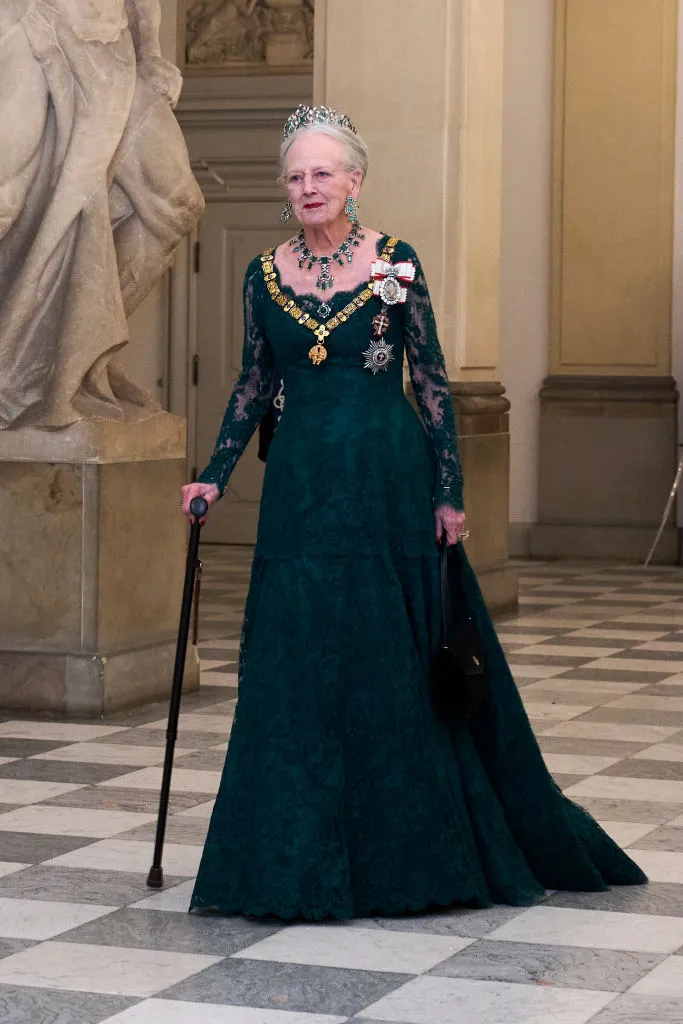Queen Margrethe of Denmark attends a gala dinner at Christiansborg Palace. 6 November 2023, Copenhagen. Image Credit : Getty Images