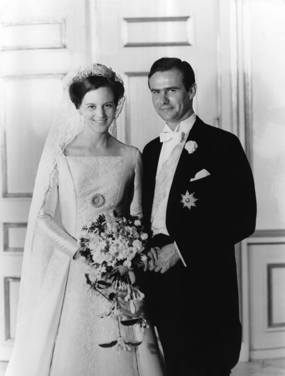 Princess Margrethe on her wedding to Count Henri de Laborde de Monpezat, a third secretary in the French Embassy in London. 1967. Getty Images