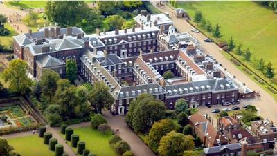  aerial view of Princess Diana`s home in Kensington Palace Apartment 8-9, London, England