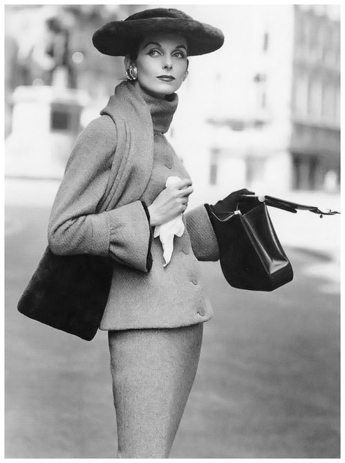 Anne Sainte Marie in Jean Jacques suit, photo by Henry Clarke, Vogue, 1955
