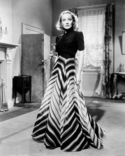 Marlene Dietrich in ensemble designed by Travis Banton, 1937