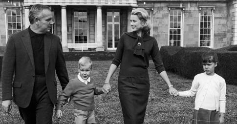 Princess Grace and her husband  Prince Rainier with their two children: Princess Caroline and Prince Albert