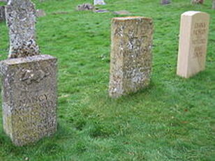 Diana Mitford's grave at far right, next to those of her sisters, Unity and Nancy, at St Mary's Church, Swinbrook in Oxfordshire