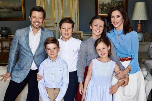 Princess Mary and Crown Prince Frederik of Denmark with their four children