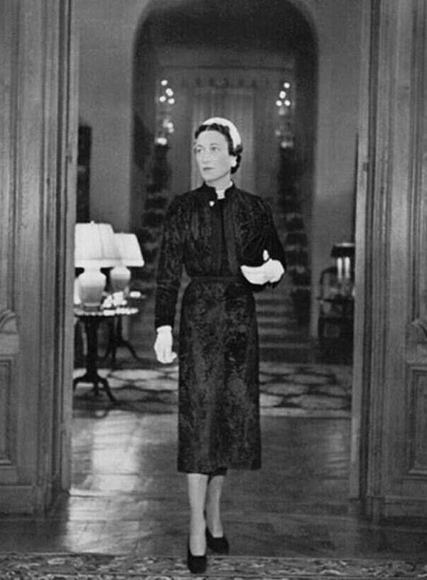 Wallis Simpson Duchess of Windsor(19 June 1896 – 24 April 1986) in dress designed by Cristobal Balenciaga