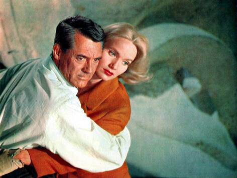 Eva Marie Saint and Cary Grant in film North by North West